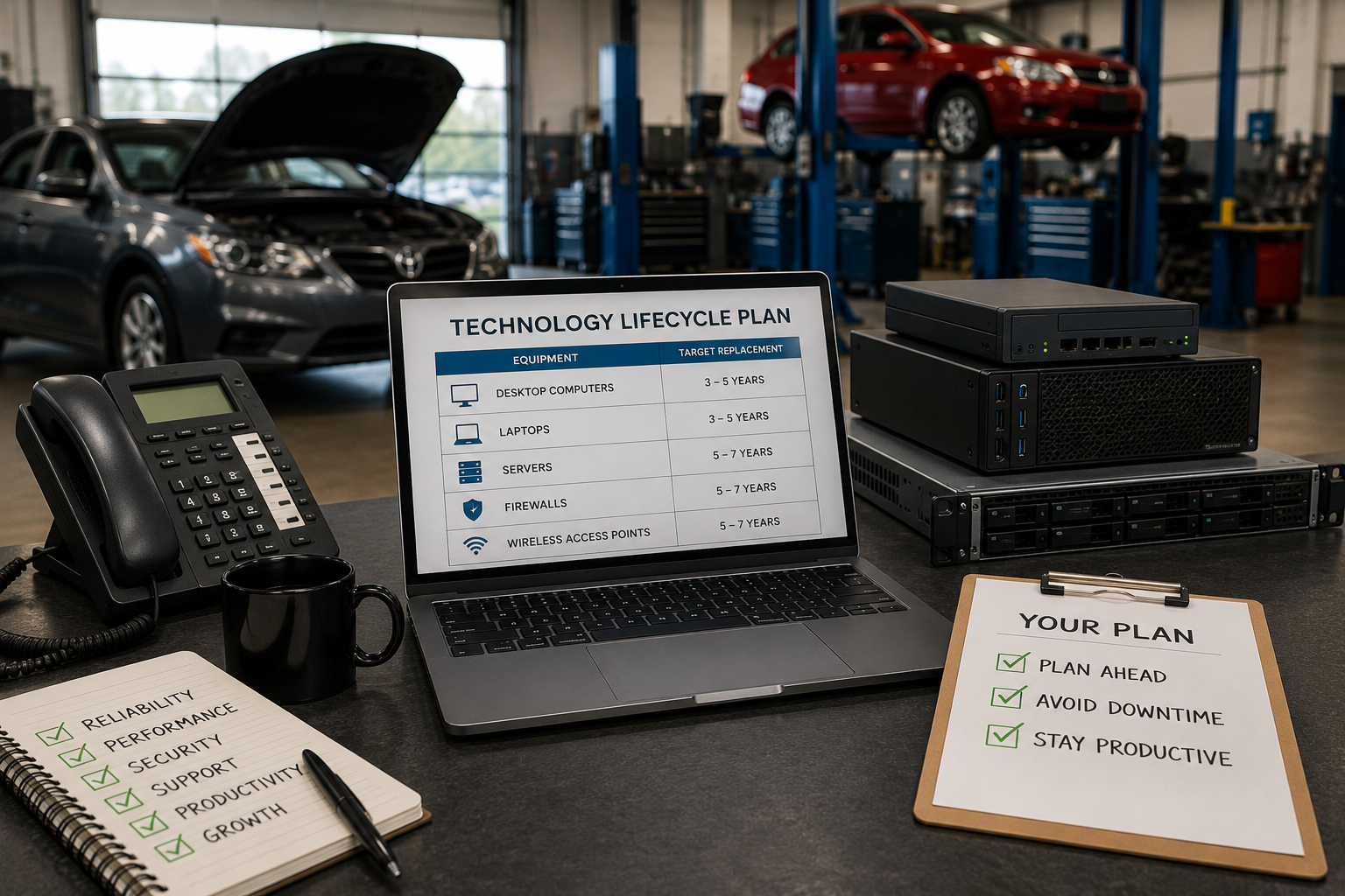 When Should a Collision Center Replace Its Computers and Servers?
