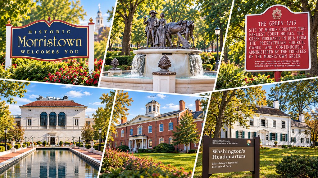 Collage of Morristown, NJ landmarks and historic sites